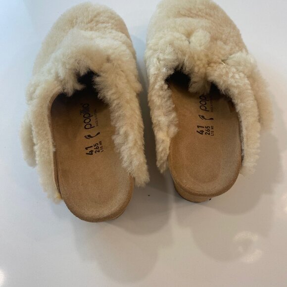 Papillio Beige Fuzzy Clogs - Picture 2 of 4